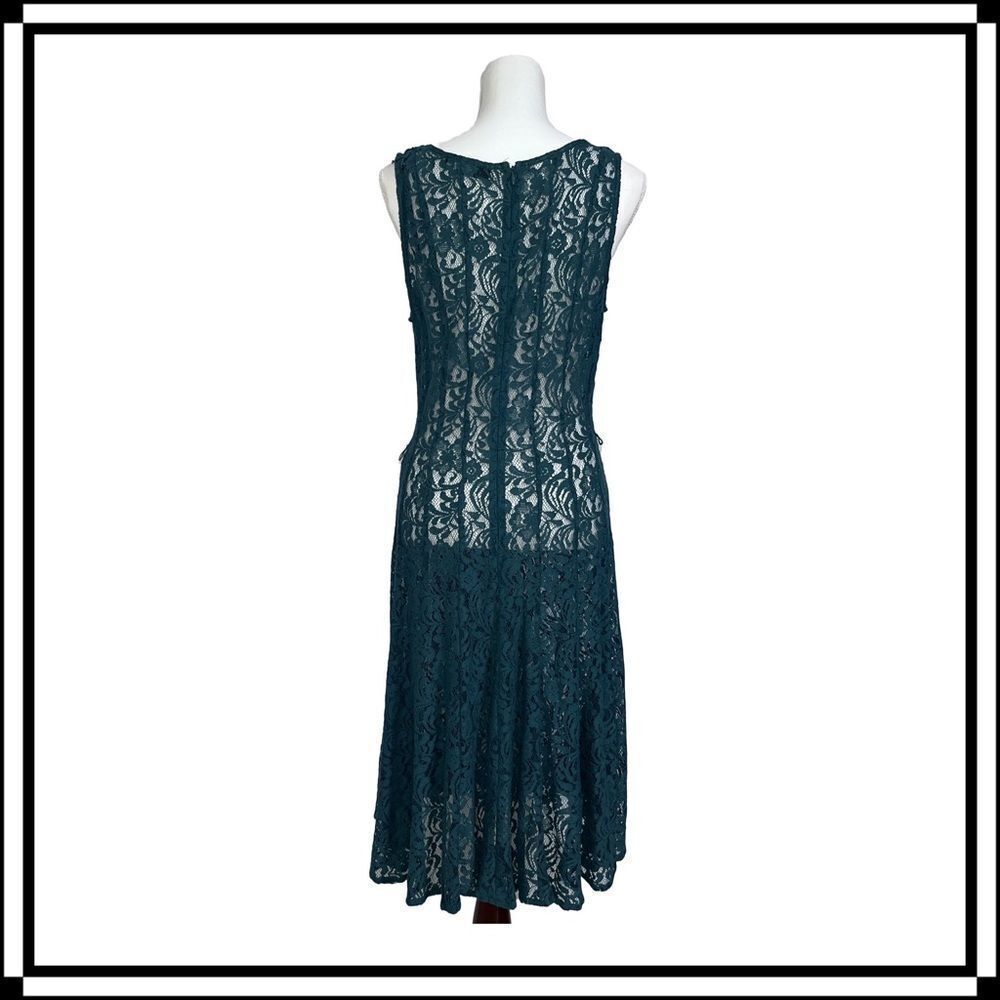 EUC! Leslie Fay Green Lace Overlay Dress, Size 12 - Picture 4 of 5
